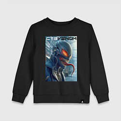 Свитшот хлопковый детский Перерождение ядовитой слизи в киберпанк - Веном, цвет: черный