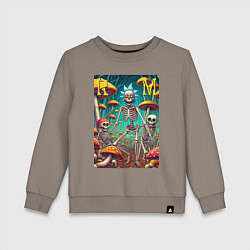 Свитшот хлопковый детский Скелеты Рика и Морти на грибной поляне - нейроарт, цвет: утренний латте