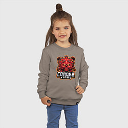 Свитшот хлопковый детский Страшный коронавирус, цвет: утренний латте — фото 2