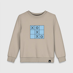 Свитшот хлопковый детский Игра крестики-нолики, цвет: миндальный