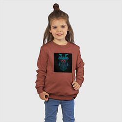 Свитшот хлопковый детский Японская маска самурая, цвет: кирпичный — фото 2