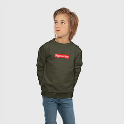 Свитшот хлопковый детский Сигма бой supreme style из песни мерч - тик-ток ме, цвет: хаки — фото 2