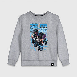 Свитшот хлопковый детский Моя геройская академия Даби синее пламя, цвет: меланж