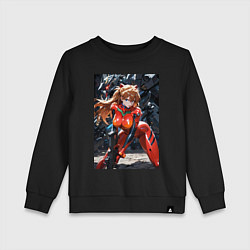 Свитшот хлопковый детский Аска Лэнгли Евангелион, цвет: черный