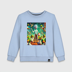 Свитшот хлопковый детский Рик и Морти среди уток - нейроарт, цвет: мягкое небо