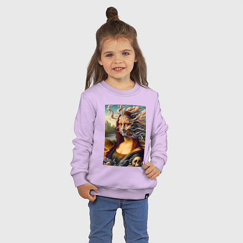 Детский свитшот Mona Lisa smoke - surrealism / Лаванда – фото 3