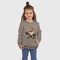 Свитшот хлопковый детский Капибара жим, цвет: утренний латте — фото 2