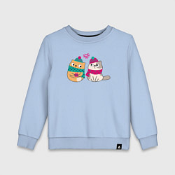 Свитшот хлопковый детский Милые влюбленные котики, цвет: мягкое небо