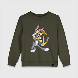 Свитшот хлопковый детский Bugs Bunny - Lola Bunny, цвет: хаки