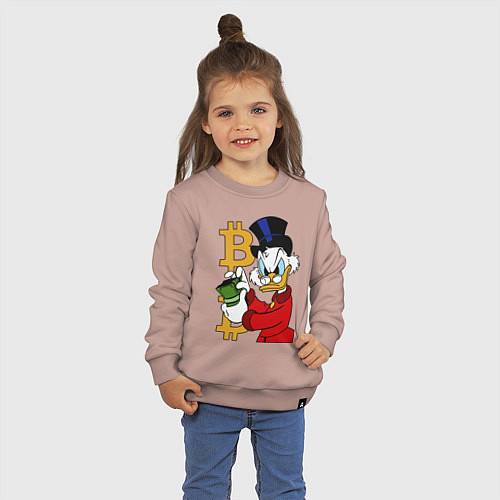 Детский свитшот Duck tales - Scrooge bitcoin / Пыльно-розовый – фото 3