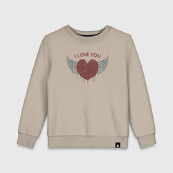 Свитшот хлопковый детский Крылатое сердечко, цвет: миндальный