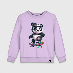 Свитшот хлопковый детский Cool panda on a skateboard - extreme, цвет: лаванда