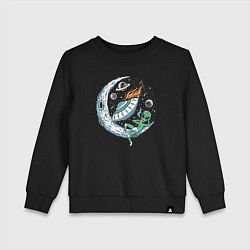 Свитшот хлопковый детский Марсианин на луне, цвет: черный