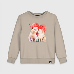 Свитшот хлопковый детский Любовь кошачья, цвет: миндальный