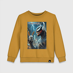 Свитшот хлопковый детский Symbiote and rabbit - we are venom meme, цвет: горчичный