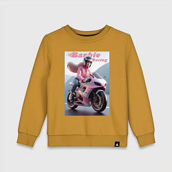 Свитшот хлопковый детский Барби на спортивном байке - экстрим, цвет: горчичный