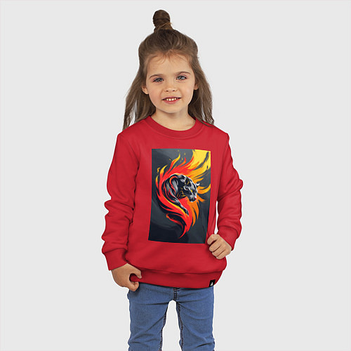 Детский свитшот Пантера в огненном вихре / Красный – фото 3