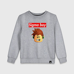 Свитшот хлопковый детский Sigma boy roblox head - мем Роблокс Сигма бой, цвет: меланж
