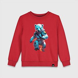 Свитшот хлопковый детский Белый медвежонок - киберпанк, цвет: красный