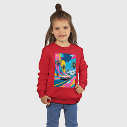 Свитшот хлопковый детский Кабриолет едет по тропическому острову в стиле Куб, цвет: красный — фото 2