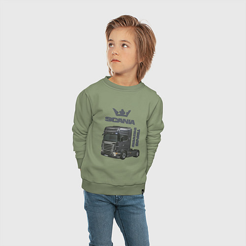 Детский свитшот Скания truck driver / Авокадо – фото 4