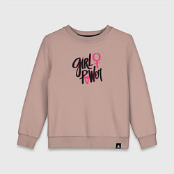 Свитшот хлопковый детский Girl power black and pink, цвет: пыльно-розовый