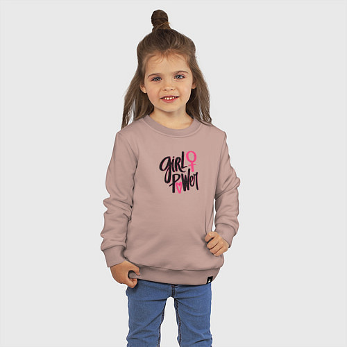Детский свитшот Girl power black and pink / Пыльно-розовый – фото 3