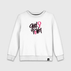 Свитшот хлопковый детский Girl power black and pink, цвет: белый