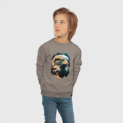 Свитшот хлопковый детский Взгляд хищника, цвет: утренний латте — фото 2