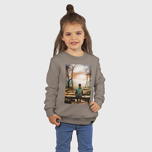 Детский свитшот Мальчик на скамейке / Утренний латте – фото 3