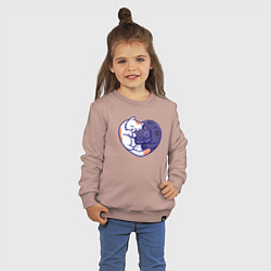 Свитшот хлопковый детский Сердечные котики, цвет: пыльно-розовый — фото 2