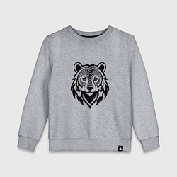 Свитшот хлопковый детский Голова медведя с этническим орнаментом, цвет: меланж