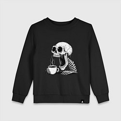 Свитшот хлопковый детский Skeleton with coffee, цвет: черный