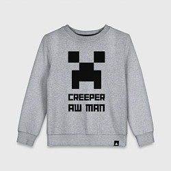 Свитшот хлопковый детский Creeper Aw Man, Майнкрафт мем, цвет: меланж