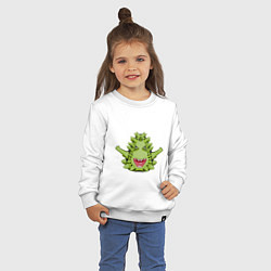 Свитшот хлопковый детский Cartoon monster with spikes green, цвет: белый — фото 2