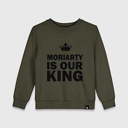 Свитшот хлопковый детский Moriarty is our king, цвет: хаки
