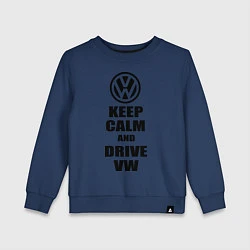 Свитшот хлопковый детский Keep Calm & Drive VW, цвет: тёмно-синий