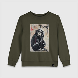 Свитшот хлопковый детский Style monkey, цвет: хаки