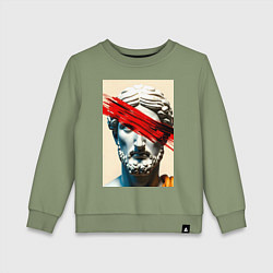 Свитшот хлопковый детский Штрих на античной статуе, цвет: авокадо