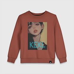 Свитшот хлопковый детский Mood girl kekl, цвет: кирпичный