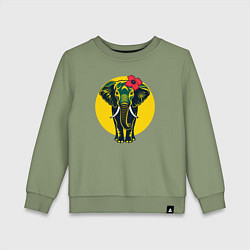 Свитшот хлопковый детский Слон и цветок, цвет: авокадо