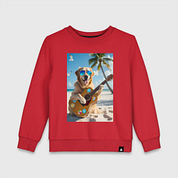 Свитшот хлопковый детский Собака играет на гитаре, цвет: красный