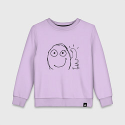 Свитшот хлопковый детский Палец вверх мем, цвет: лаванда