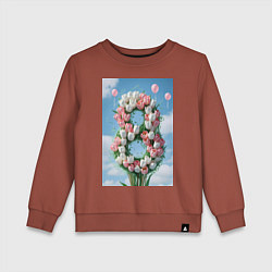 Свитшот хлопковый детский Тюльпаны к 8 марта, цвет: кирпичный