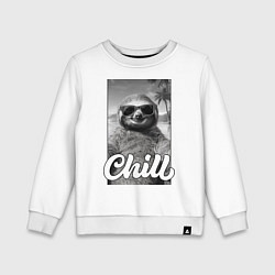Свитшот хлопковый детский Sloth - chill - настроение у ленивца чилить в отпу, цвет: белый