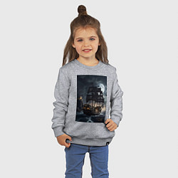 Свитшот хлопковый детский Пиратский корабль в шторм, цвет: меланж — фото 2