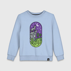 Свитшот хлопковый детский Волк на скале, цвет: мягкое небо