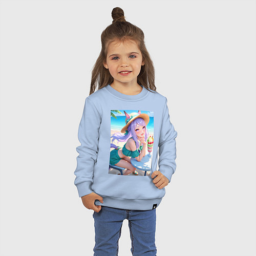 Детский свитшот Девушка-пони кушает мороженое / Мягкое небо – фото 3