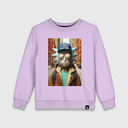 Свитшот хлопковый детский Рик Санчес в Нью-Йорке - нейроарт, цвет: лаванда