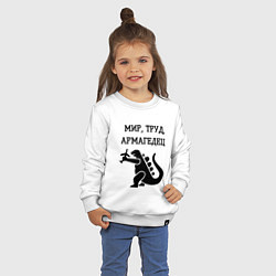 Свитшот хлопковый детский Мир труд армагедец годзилла, цвет: белый — фото 2